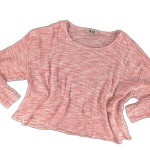FLAX XL Red Marled Linen Top Boxy Oversized Lagenlook Boho Coastal Long Sleeve